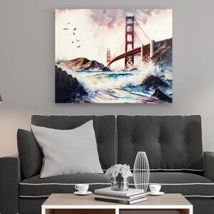 20x30 Golden Gate Bridge‎ Fantasy Art Watercolor Oil Painting Poster